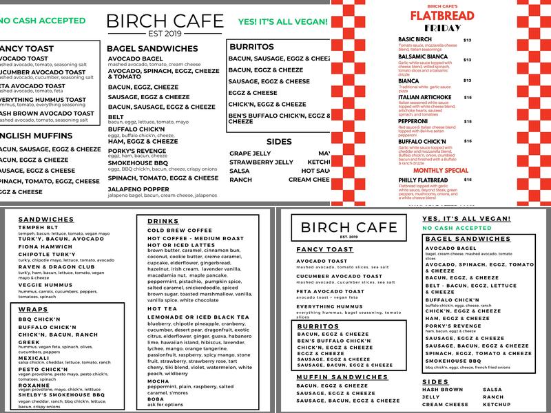 Birch Cafe Menu