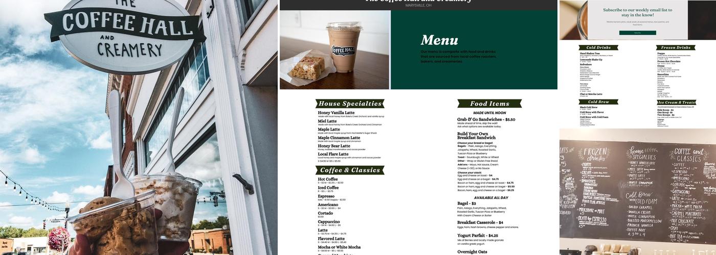 The Coffee Hall and Creamery Menu