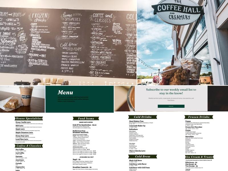 The Coffee Hall and Creamery Menu