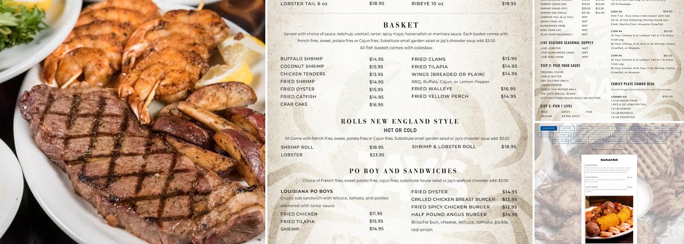 Jay's Crab Boil & Oyster Bar Menu