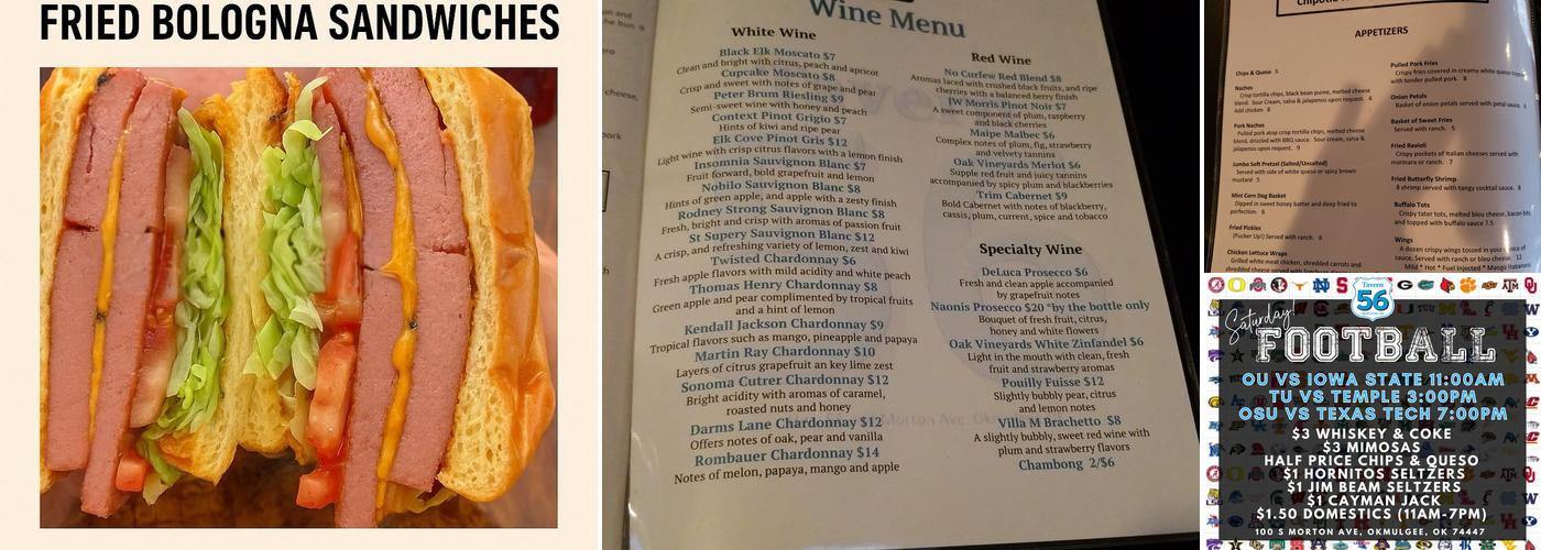 Tavern 56 Menu