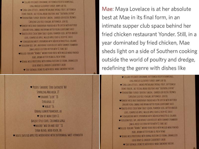 Ava Mae Menu