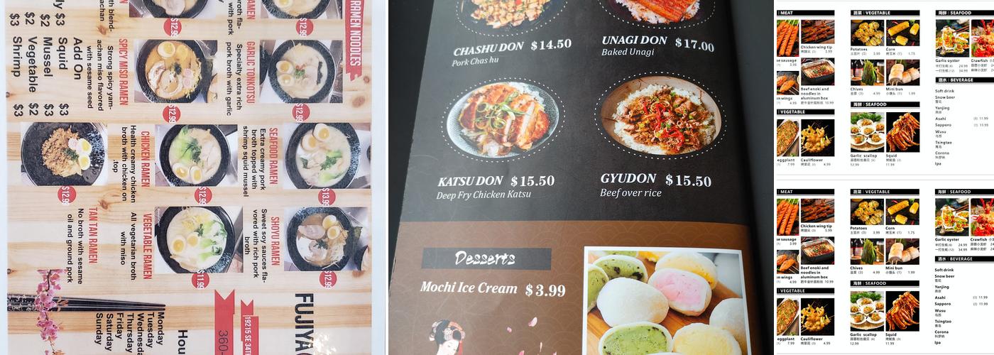 Fujiya Ramen Menu