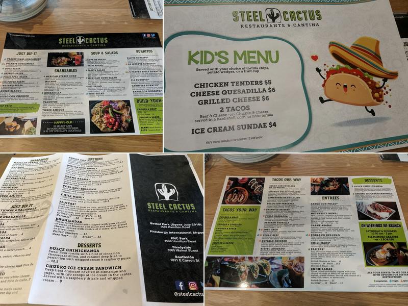 Steel Cactus Mexican Restaurant and Cantina Menu