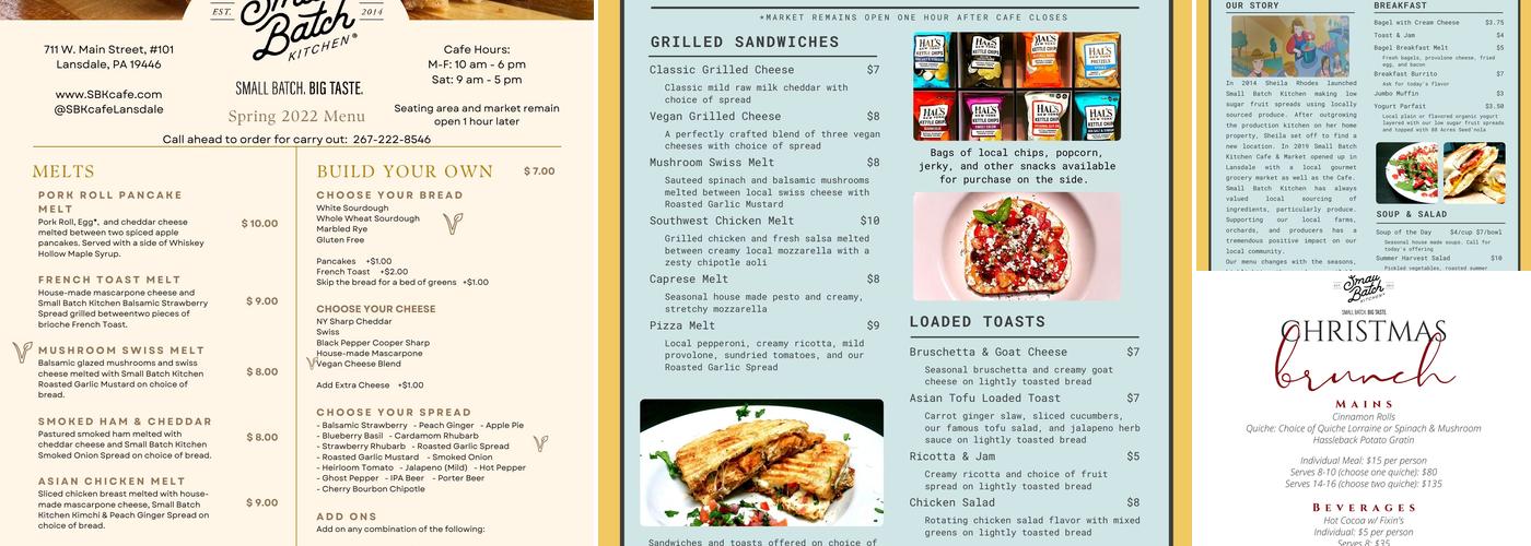 Small Batch Mercantile Menu