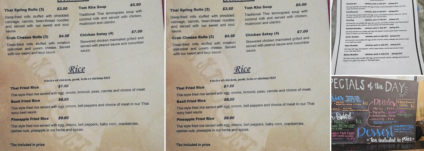 Eve's Thai Kitchen Menu