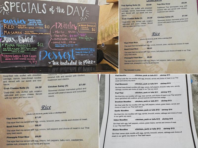 Eve's Thai Kitchen Menu