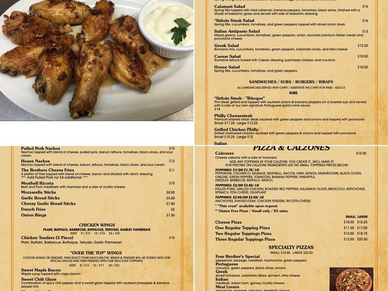 Four Brothers Pizzaria & Restaurant North Kingstown Menu