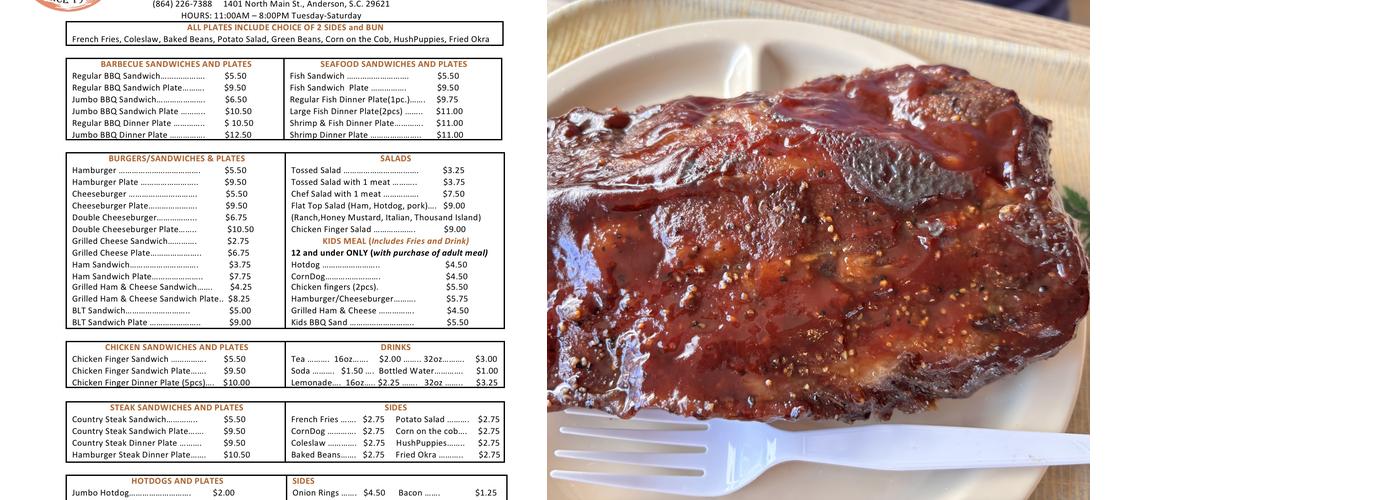 Little Pigs BBQ of Anderson Menu