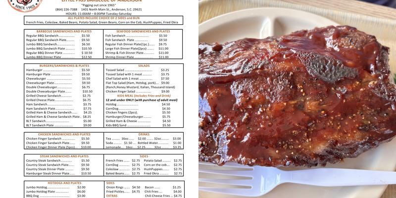 Little Pigs BBQ of Anderson Menu