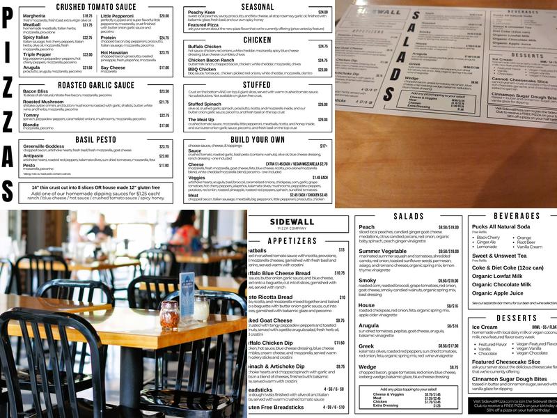 Sidewall Pizza Company Menu