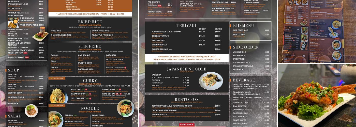 Smiley Thai and Sushi Menu