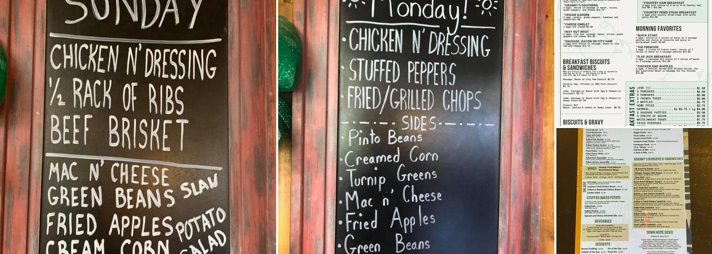 Granny’s Brier Patch Menu