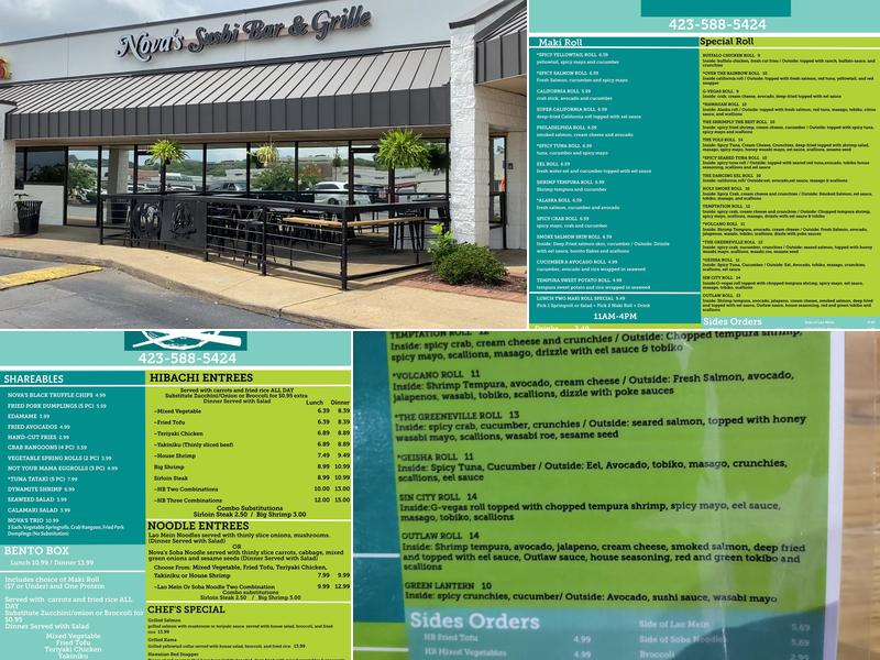 Nova’s Sushi Bar and Grille Menu