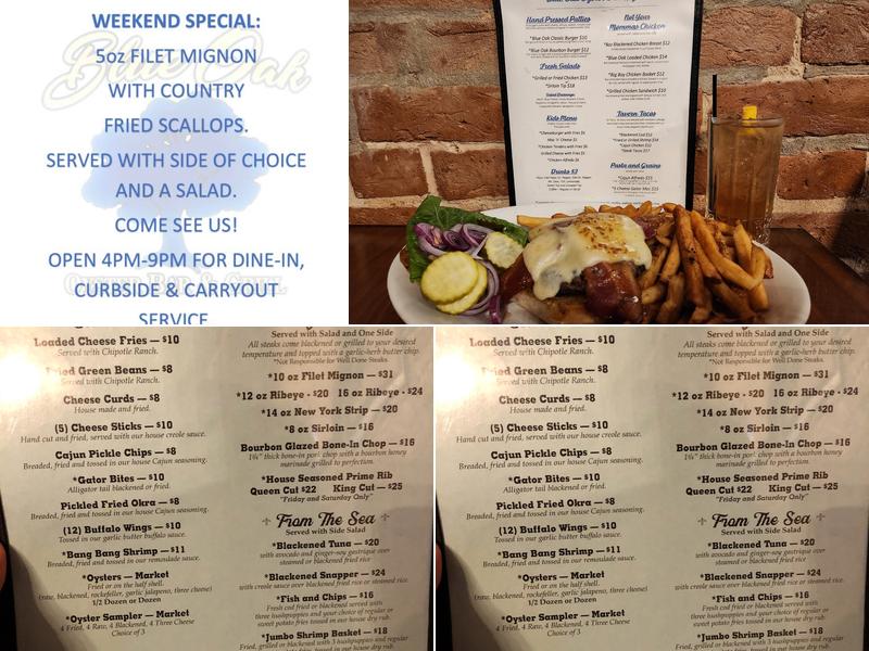 Blue Oak Oyster Bar and Grill Menu