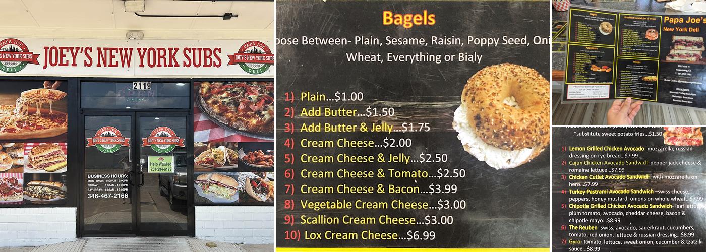 Joey's New York Subs Menu