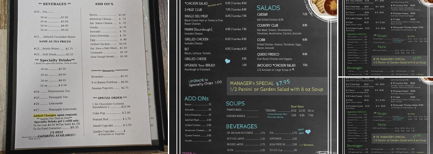 J's Deli Menu