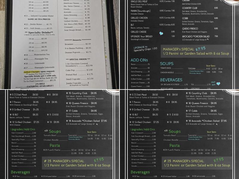 J's Deli Menu