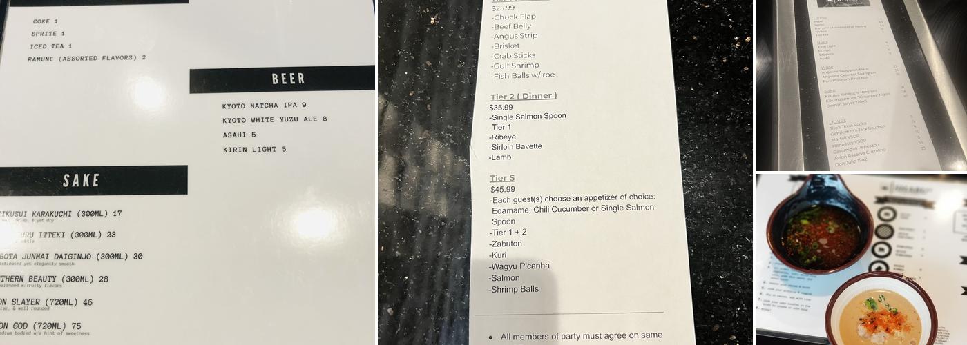 Shabu² Menu