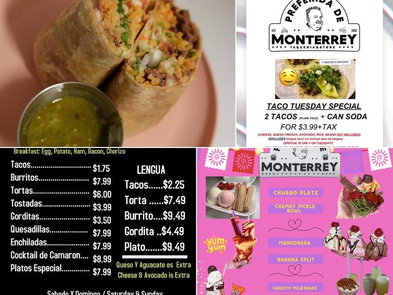 Preferida de Monterrey Menu