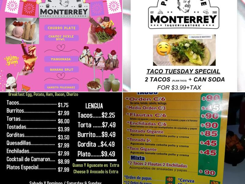 Preferida de Monterrey Menu