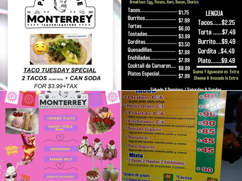 Preferida de Monterrey Menu