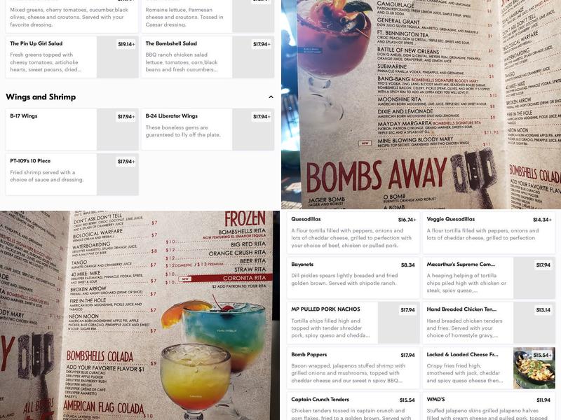 Bombshells Menu