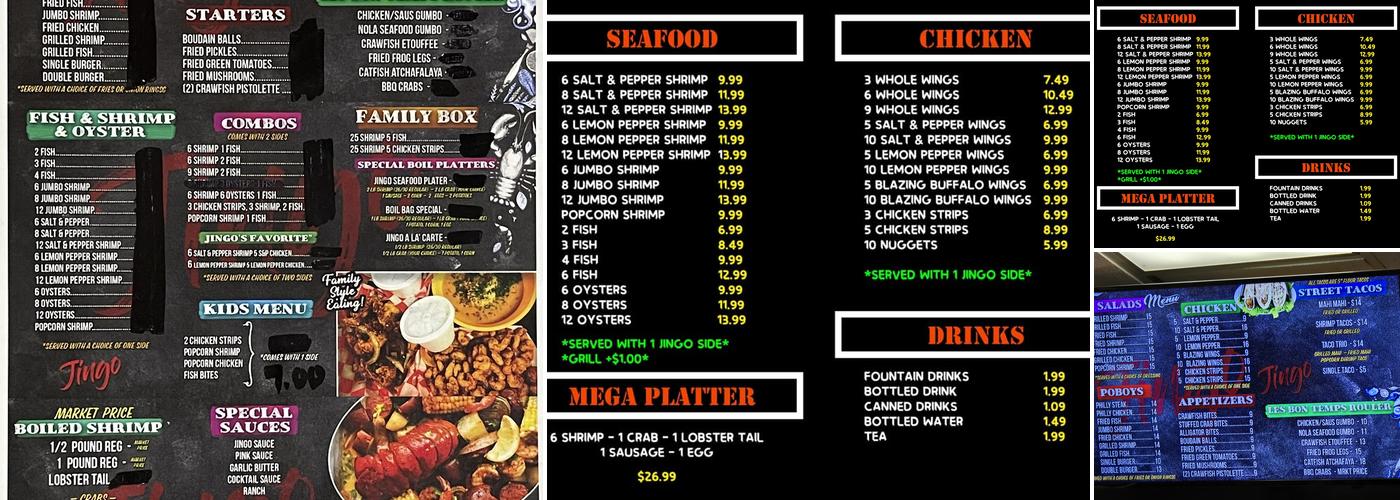 Jingo Cajun Eatery Menu