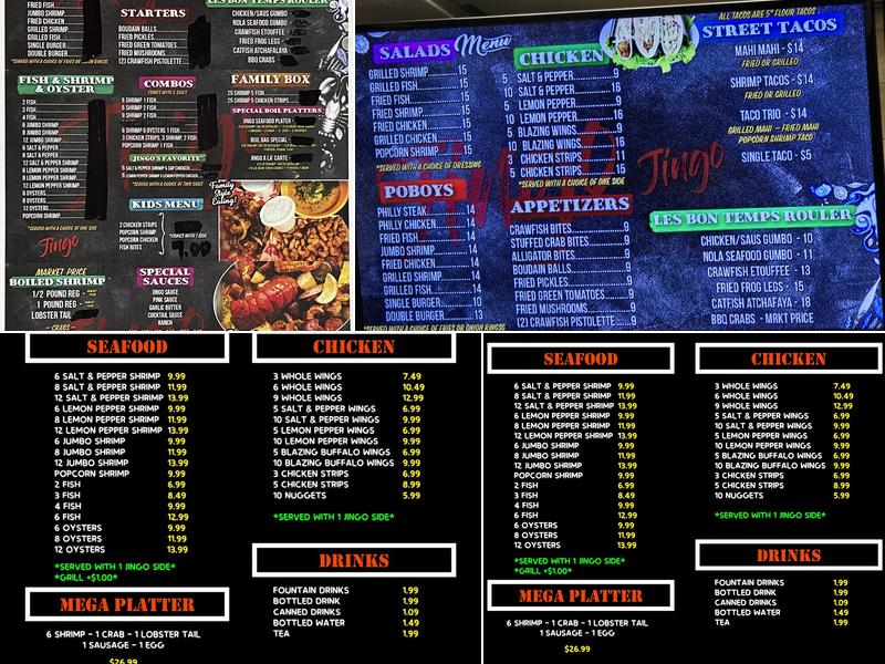 Jingo Cajun Eatery Menu