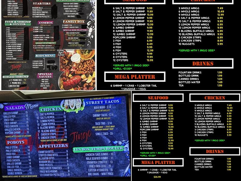 Jingo Cajun Eatery Menu