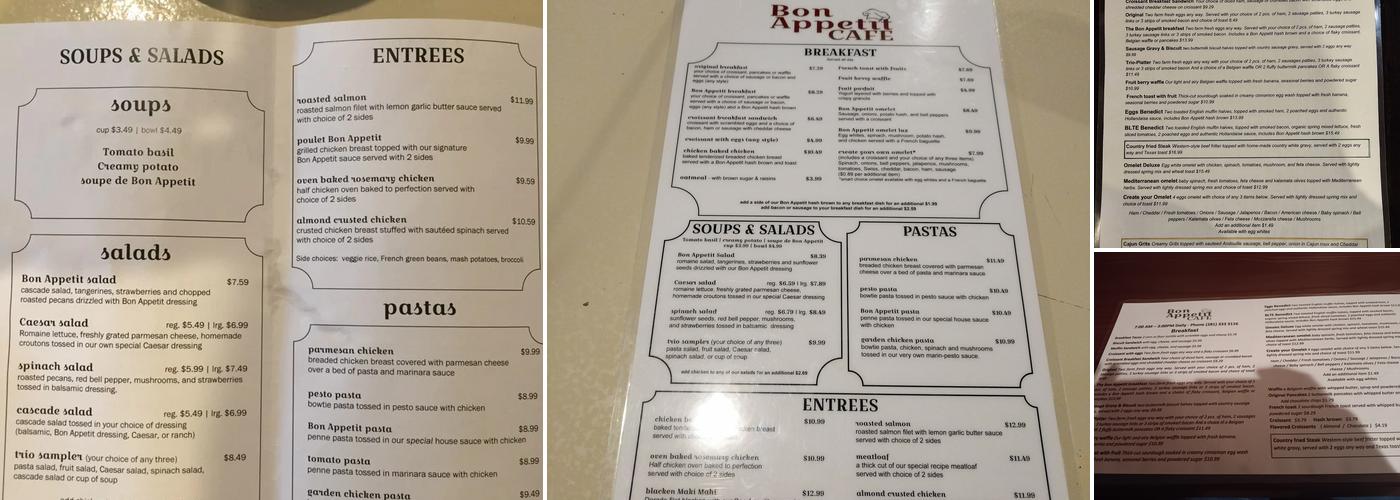 Bon Appetit Cafe Menu