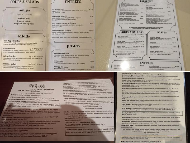 Bon Appetit Cafe Menu