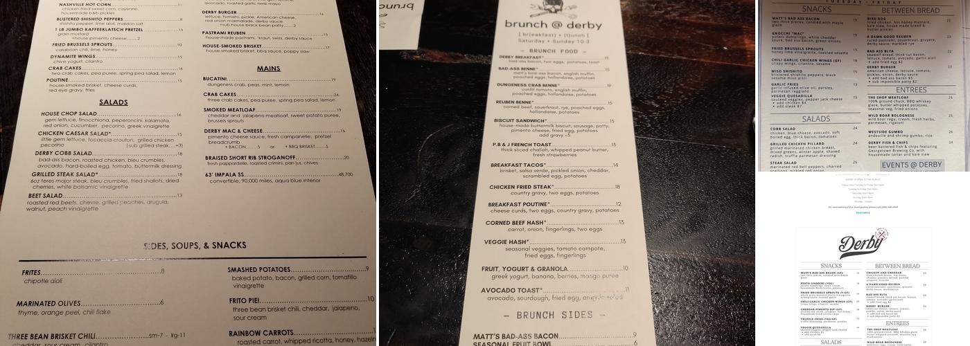Derby Menu