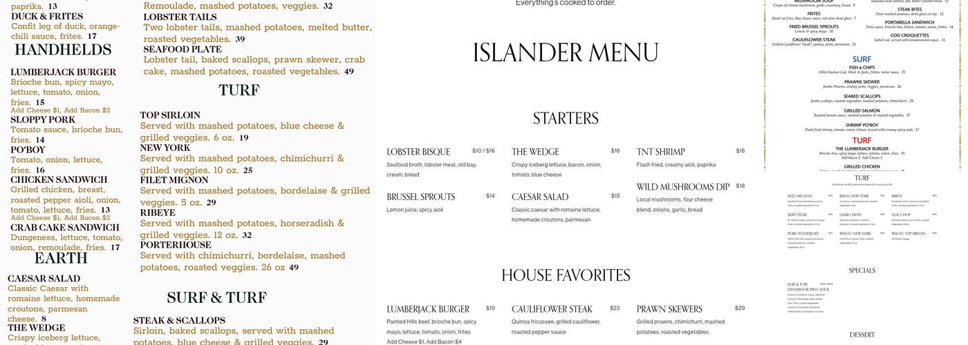 The Islander Menu