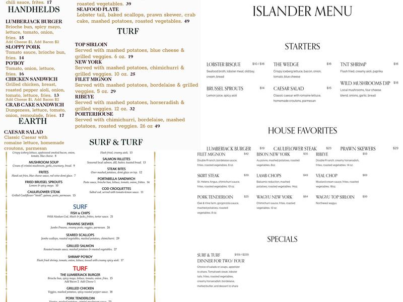 The Islander Menu