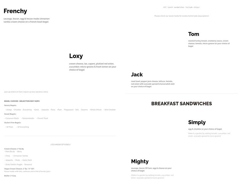 Cedar Street Bagel Company Menu