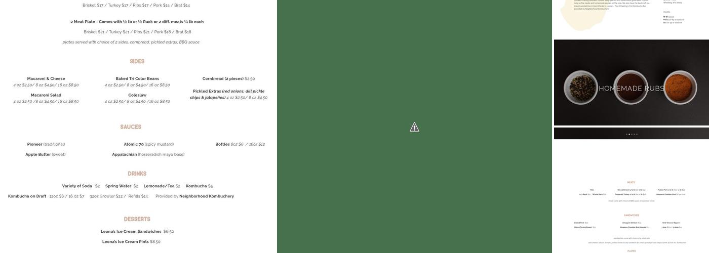 HANGOVER BBQ Menu