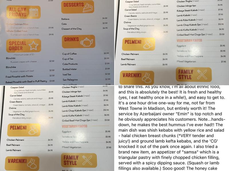 Caspian Grill Menu