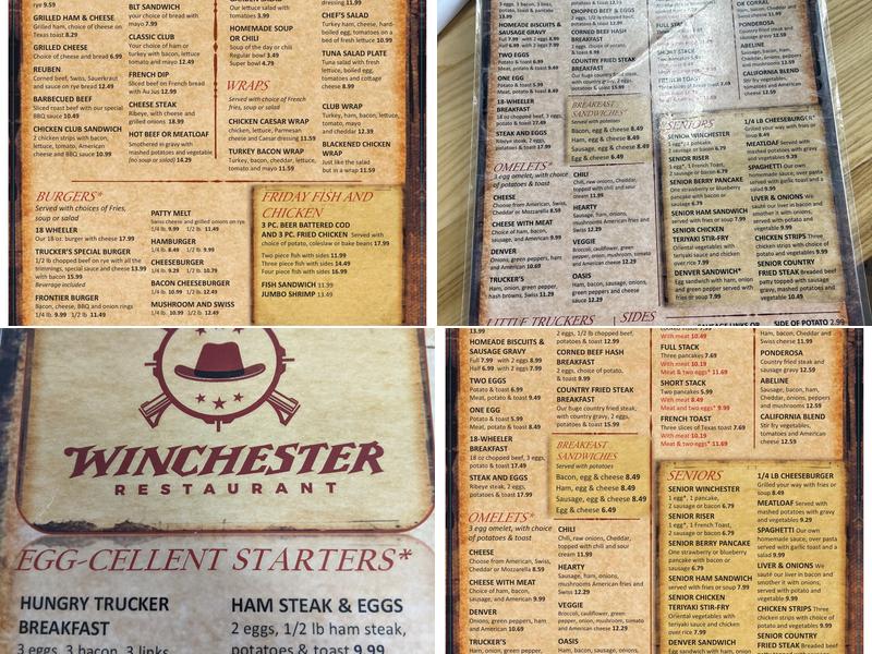 Winchester Restaurant Menu