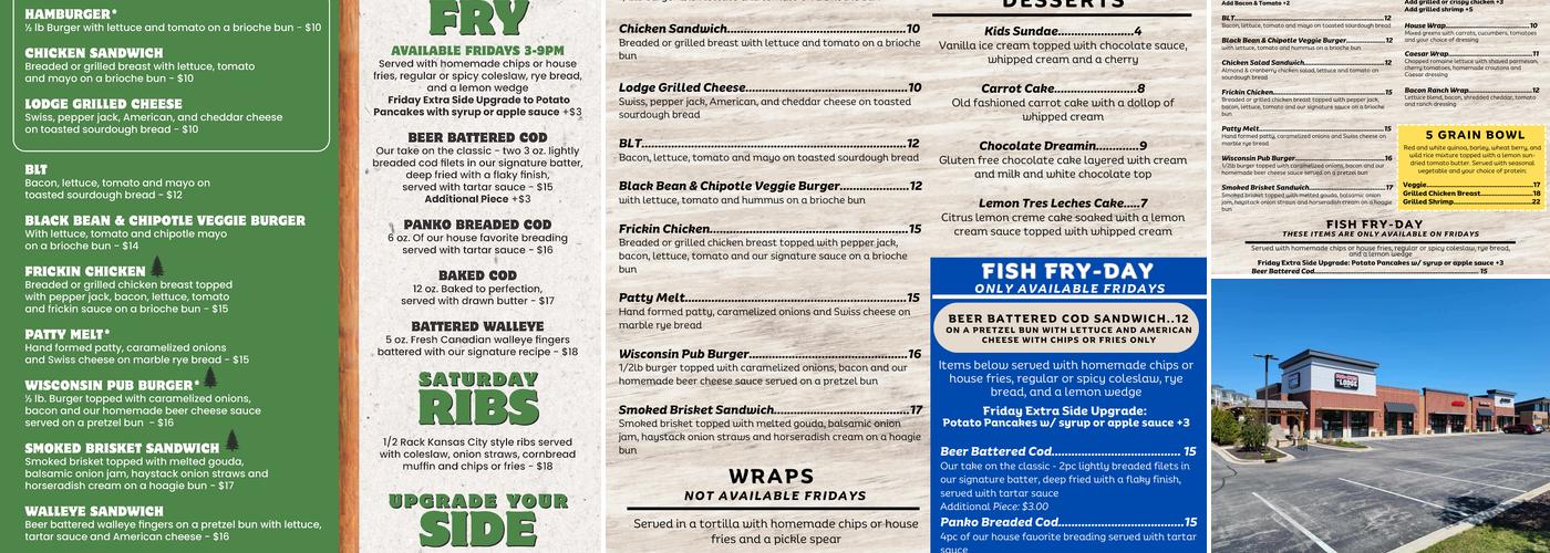 The Lodge Muskego Menu