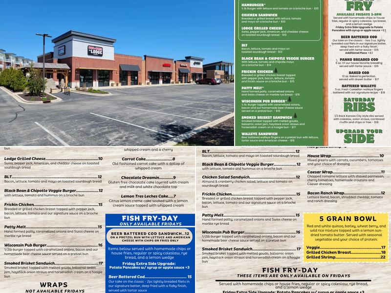 The Lodge Muskego Menu