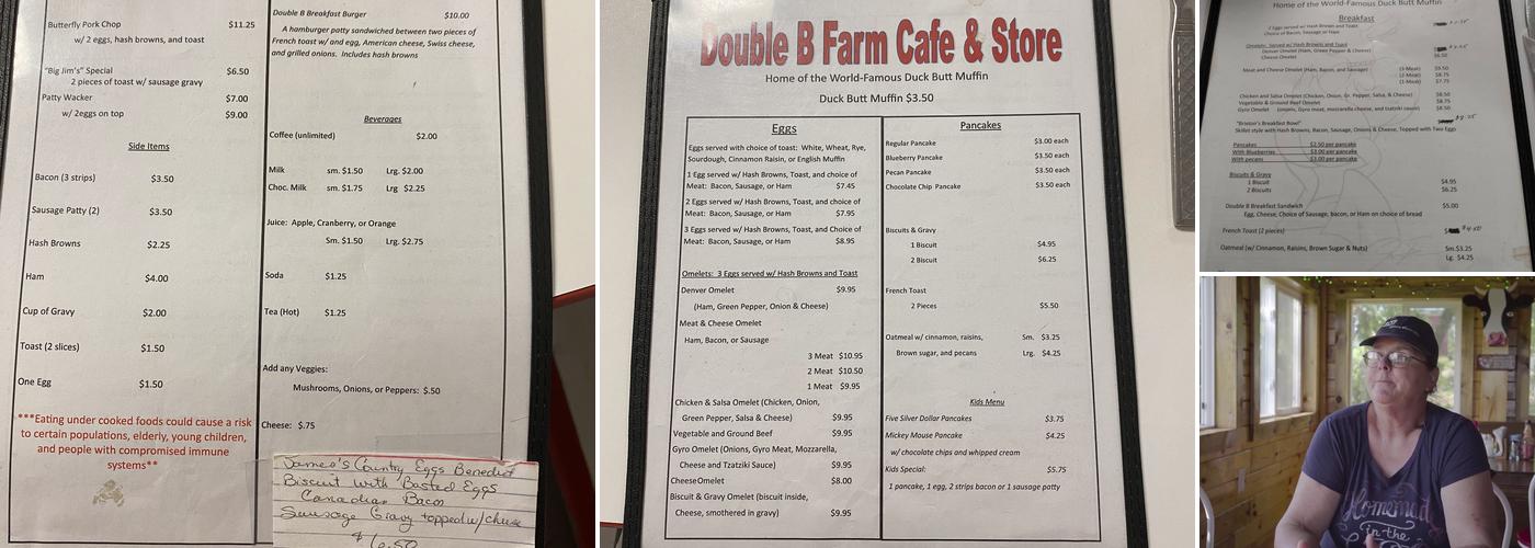 Double B Farm Country Store & Café Menu