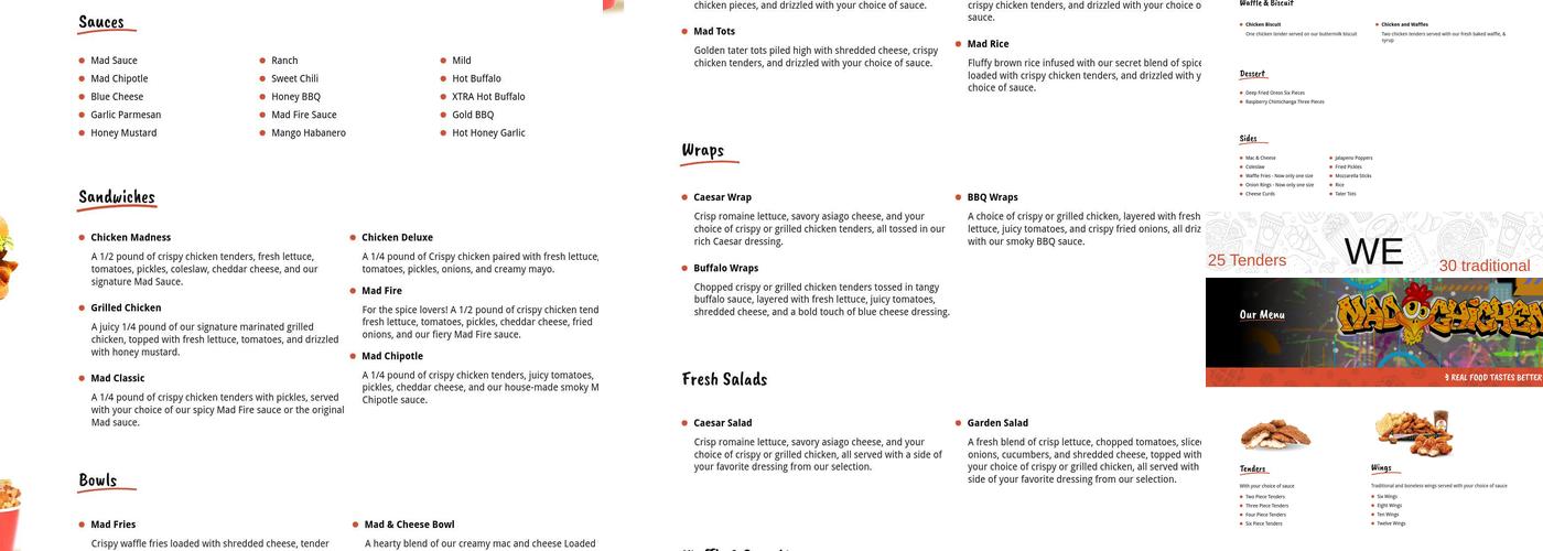 Mad Chicken Menu