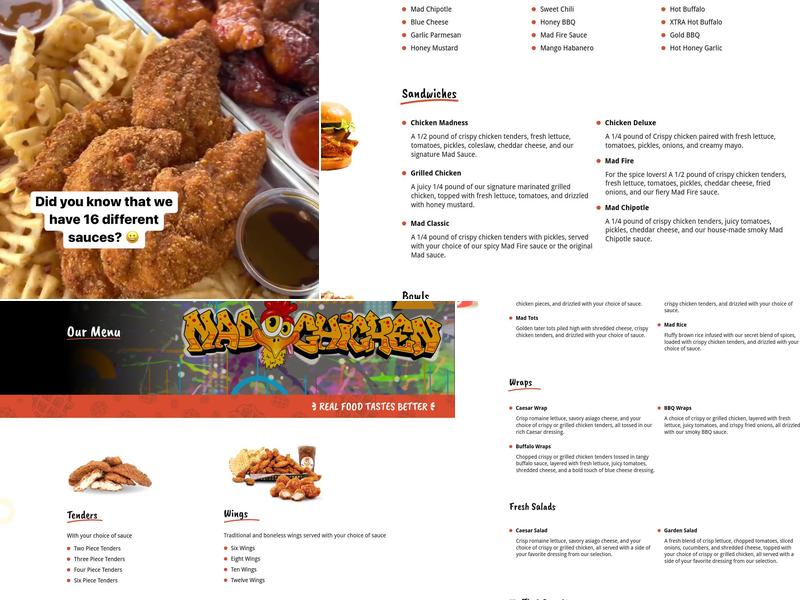 Mad Chicken Menu