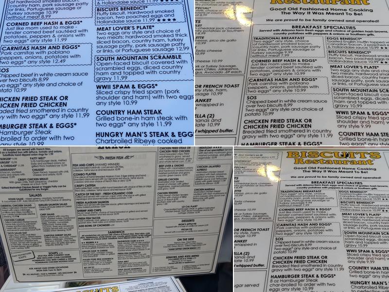 Biscuits Foothills Menu