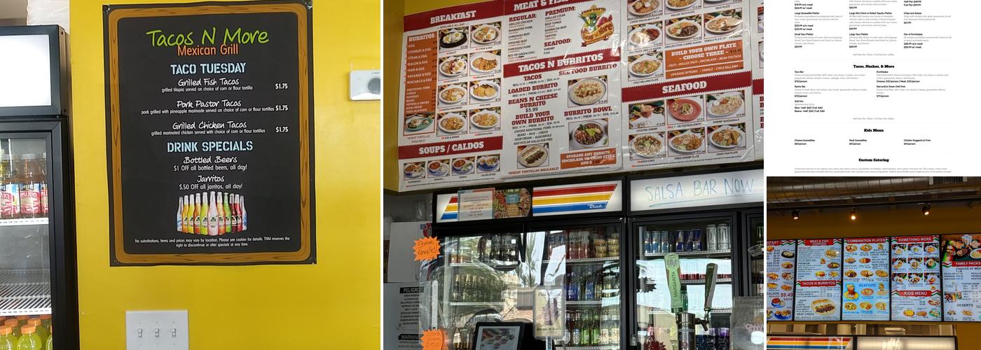 Tacos N More Menu