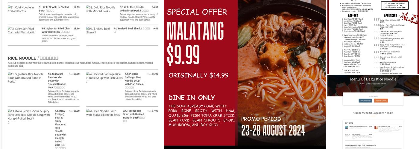 Dagu Rice Noodle Edmonton Menu