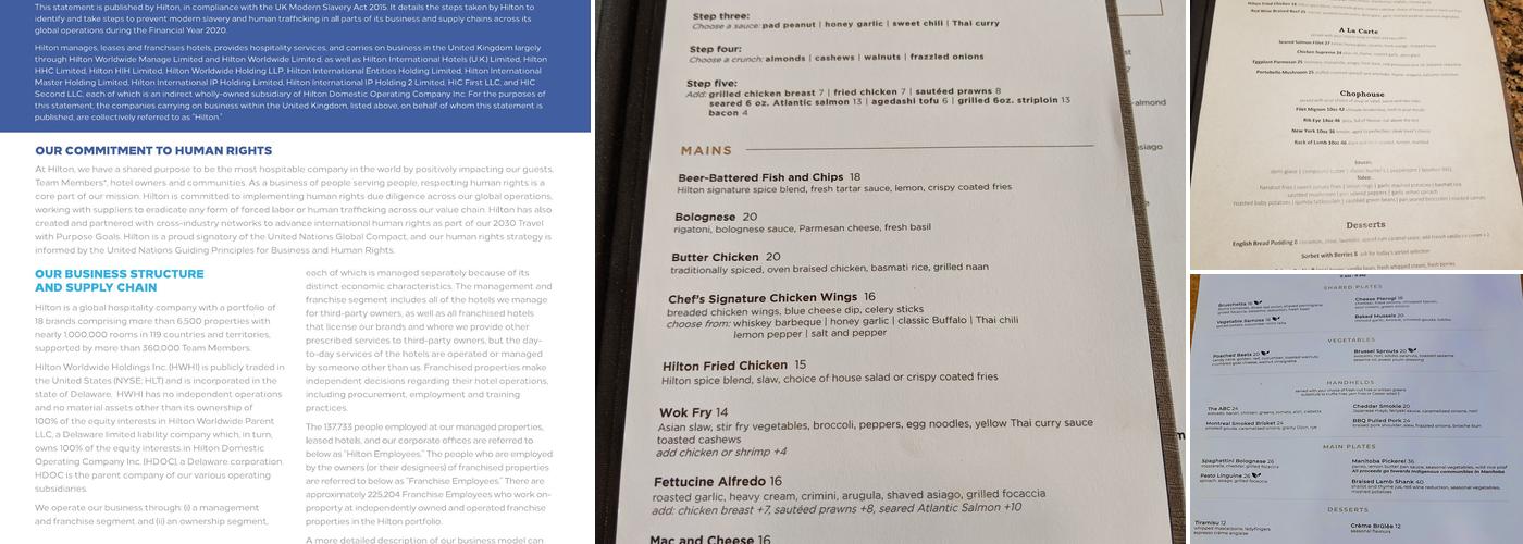 The Oak & Grain Winnipeg Menu