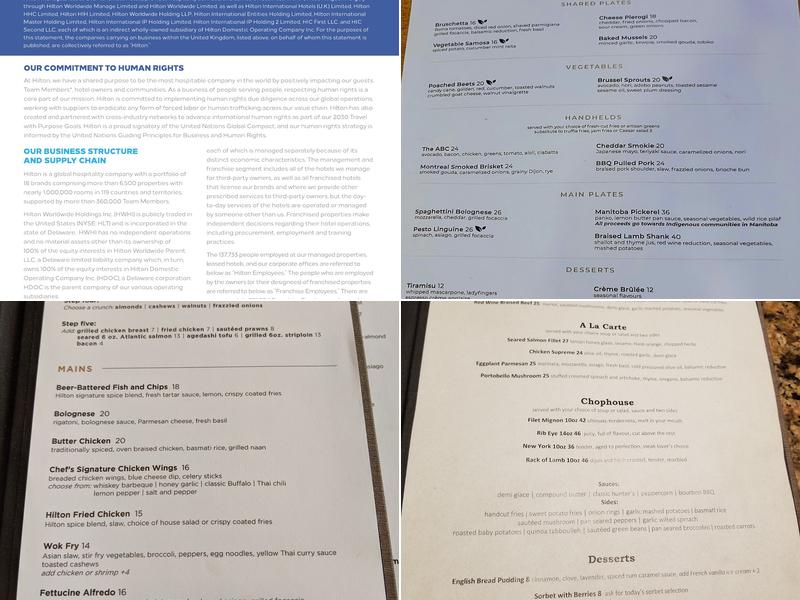 The Oak & Grain Winnipeg Menu