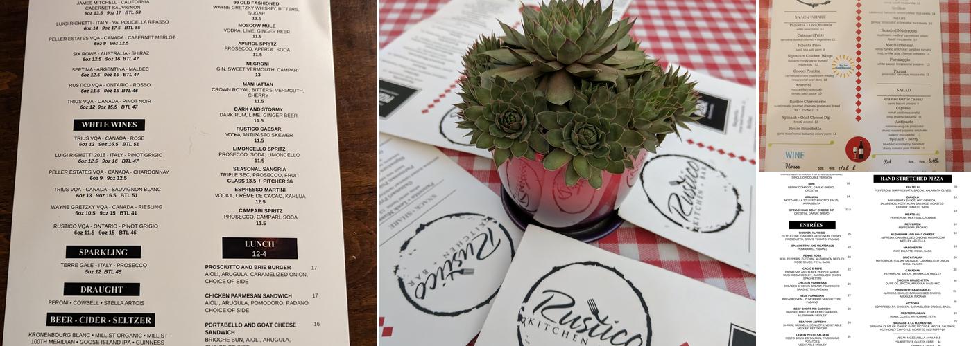 Rustico Kitchen And Bar Menu